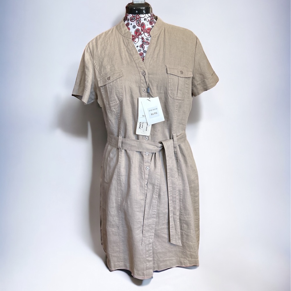 NWT Malvin Hamburg Linen & Ramie Safari Button Down Dress XL